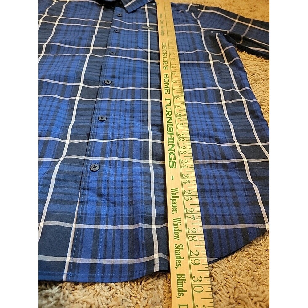 NWOT Men’s Columbia Shirt Blue/White/Black Plaid Button Long Sleeve Size Medium - Picture 9 of 10